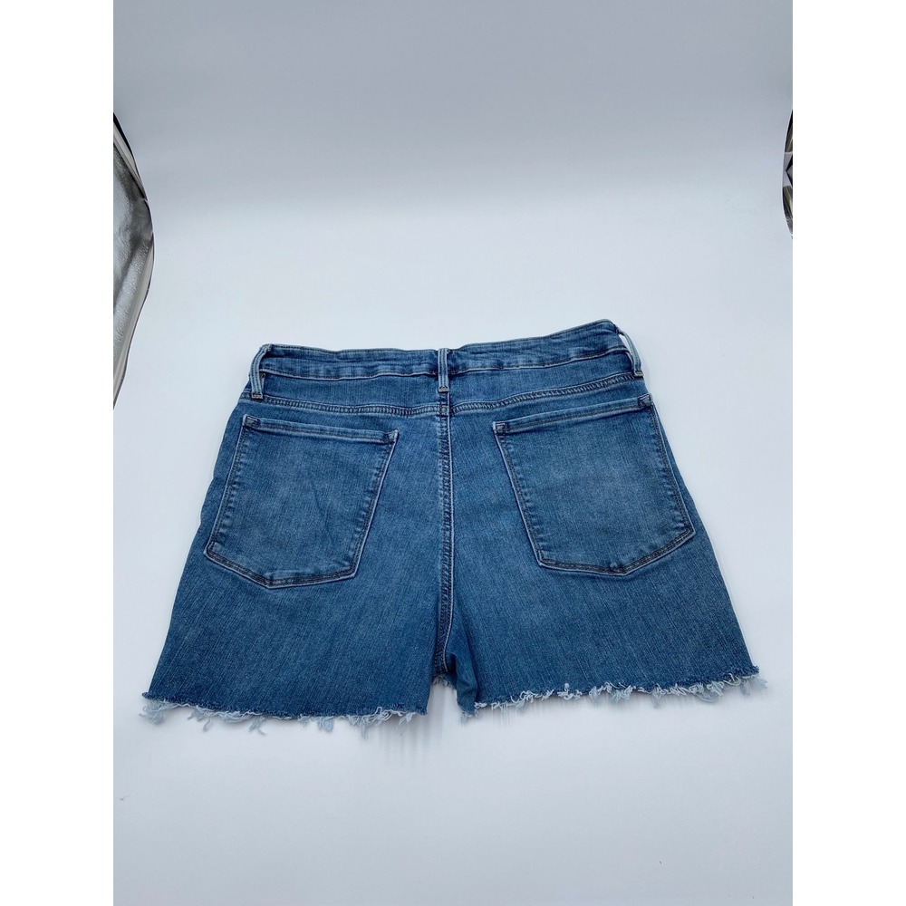 Athleta Sculptek Slim Denim Shorts Blue Lapis Wash Raw Hem 83327 Size 14 - Picture 9 of 10